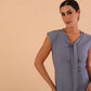 Model wearing Seed Lucca Tie Detail Sleeveless Pencil Dress in steel blue colour