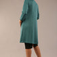 Model wearing the Diva Alverstone Coat in Melange Teal and black back image  with pockets