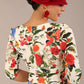 brunette model is wearing a diva catwalk Cynthia Floral Print Dress sleeved crossover v neckline knee length in Eden Print back image