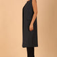 model wearing a divacatwalk Seed Harvard Sleeveless Coat midi length in Slate Grey colour front side