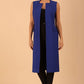 model wearing a divacatwalk Seed Harvard Sleeveless Coat midi length in Monaco Blue colour front