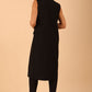 model wearing a divacatwalk Seed Harvard Sleeveless Coat midi length in Black colour back
