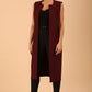 model wearing a divacatwalk Seed Harvard Sleeveless Coat midi length in Port Royale colour front
