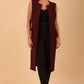 model wearing a divacatwalk Seed Harvard Sleeveless Coat midi length in Port Royale colour front