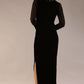 Model wearing diva catwalk Isabella Velvelt Long Sleeve Maxi Length Dress in Black side