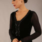 Model wearing diva catwalk Isabella Velvelt Long Sleeve Maxi Length Dress in Black side