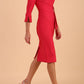 Model wearing diva catwalk Seed Orla Asymmetric Pencil Dress in Opera Pink front side