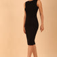 model wearing a diva catwalk Demelza Lace Pencil Dress sleeveless in Black colour