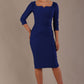 model is wearing a diva catwalk hathaway sweetheart neckline pencil dress in cobalt blue against a plain background front view