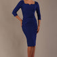model is wearing a diva catwalk hathaway sweetheart neckline pencil dress in cobalt blue against a plain background front view