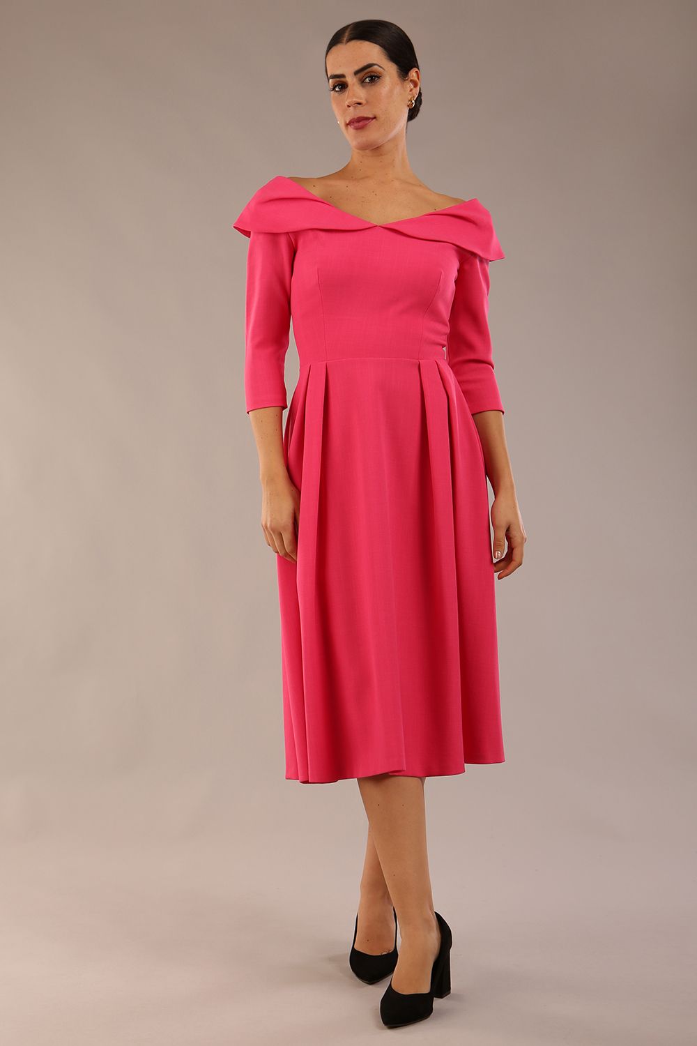 Chesterton 3/4 Sleeve A-Line Dress – DivaCatwalk.com