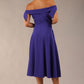 model wearing a diva catwalk Portobello Swing Dress Off-shoulder sleeveless neckline in spectrum indigo colour