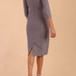 Model wearing diva catwalk Seed Andante Pencil Skirt Dress in Sky Grey back