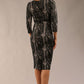 model wearing a diva catwalk Nadia Print Contour Stretch Dress in animal weave print