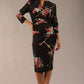 model wearing a diva catwalk Nadia Print Contour Stretch Dress in vintage rose print