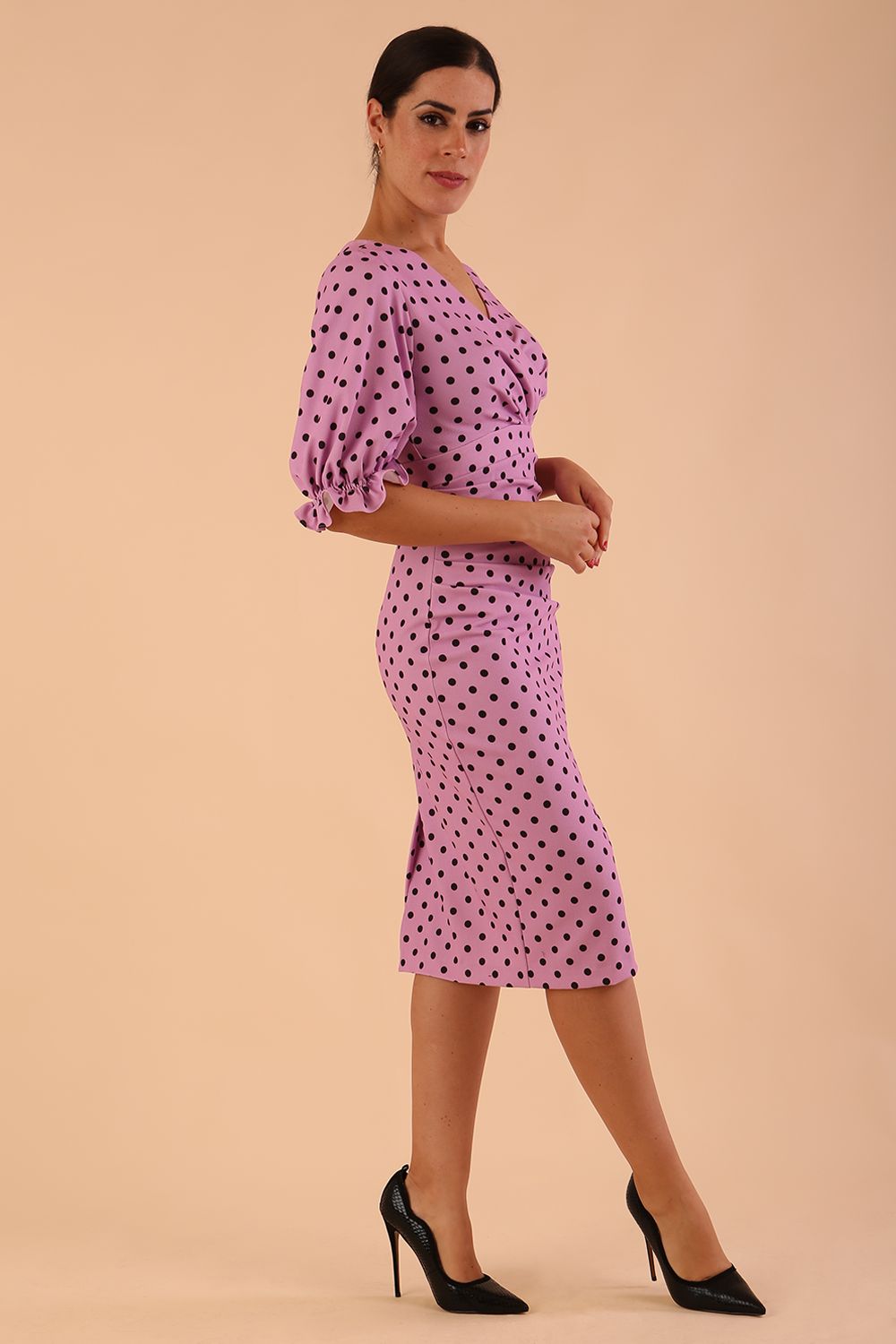 Palacio Polka Dot Print Sleeved Dress