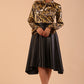 divacatwalk ricky long sleeve animal printed top with a loose tie detail at the front in gold leopard print front