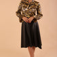 divacatwalk ricky long sleeve animal printed top with a loose tie detail at the front in gold leopard print front