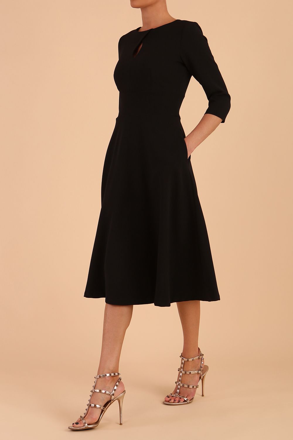 Casares Three Quarter Sleeve A line Dress