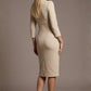 Plaza Trapezium neckline Cutout Pencil Sleeved Dress 