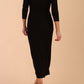 Model wearing diva catwalk Melody Long Sleeve Sparkle Midaxi Dress in Black front