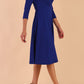  model is wearing diva catwalk january sleeved a-line v-neck dress in royal blue side