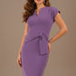 Woman wearing a purple dress against a brown background (Lavender Purple)