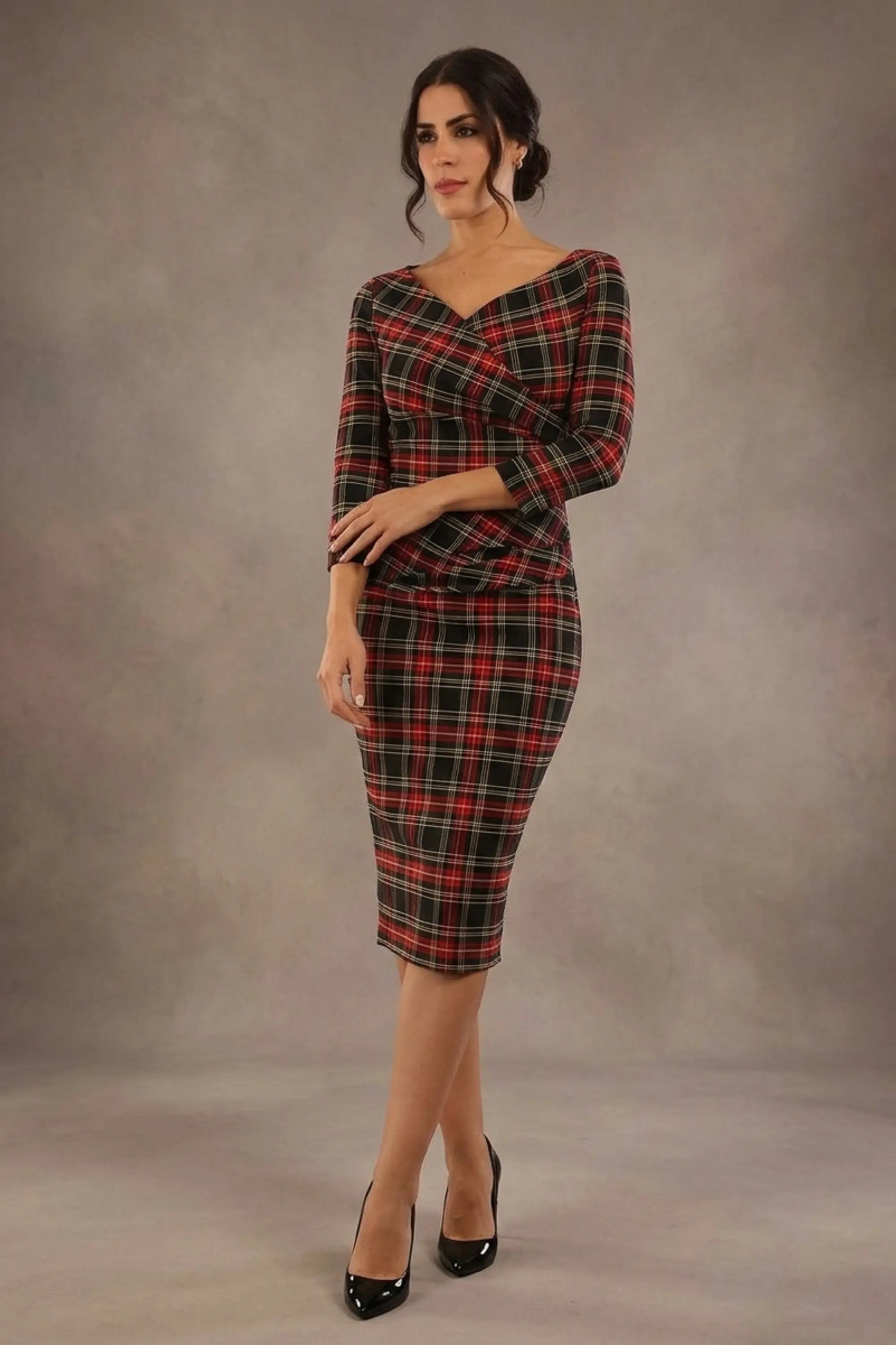 Horizon Tartan Stretch Pencil Dress 