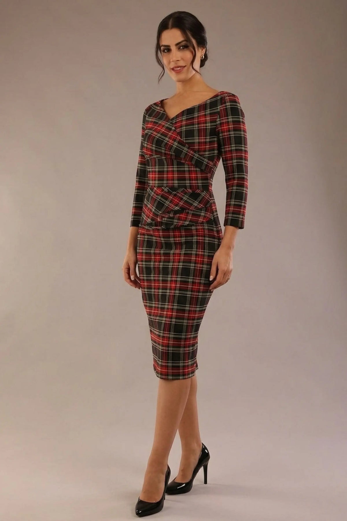 Horizon Tartan Stretch Pencil Dress 