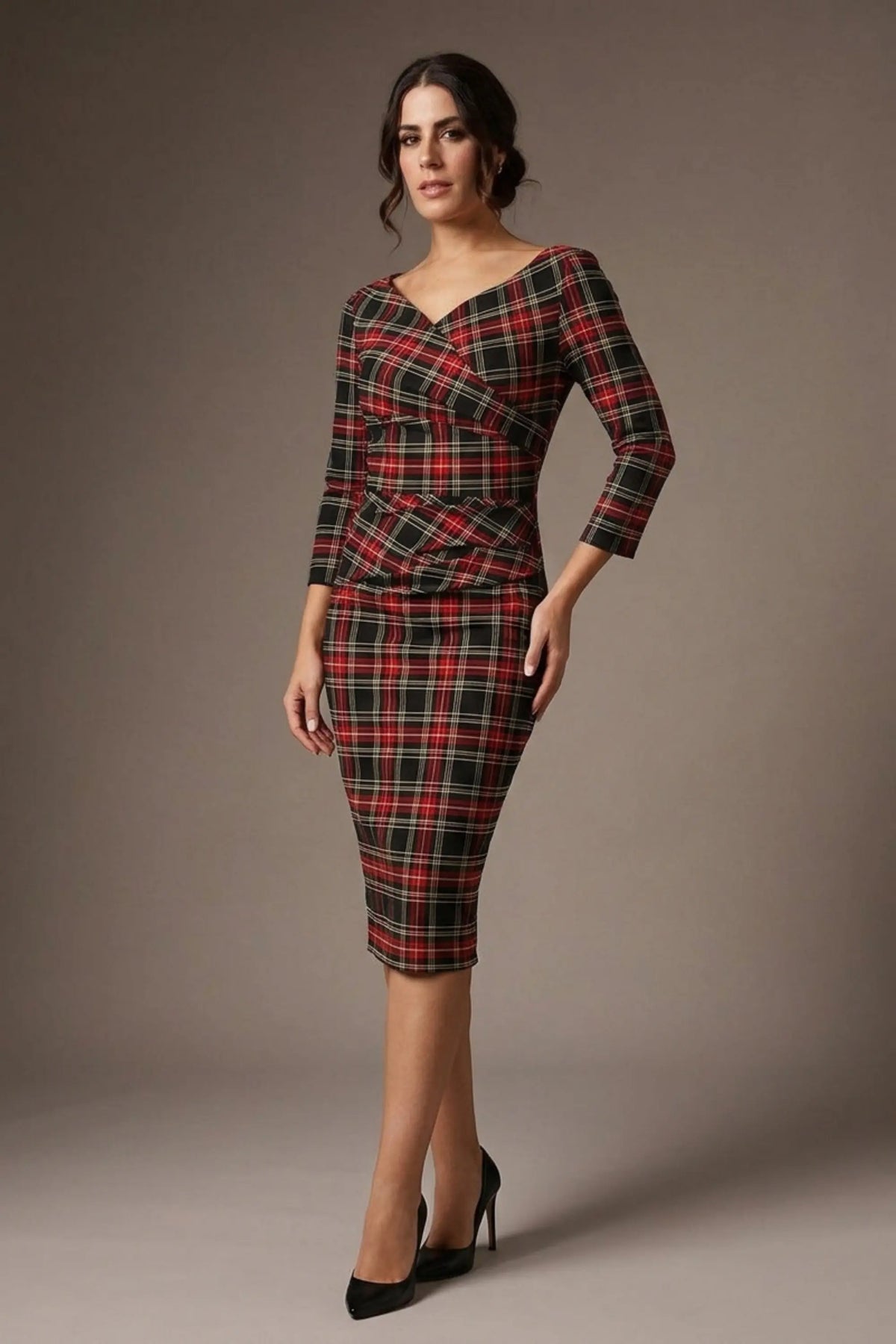 Horizon Tartan Stretch Pencil Dress 