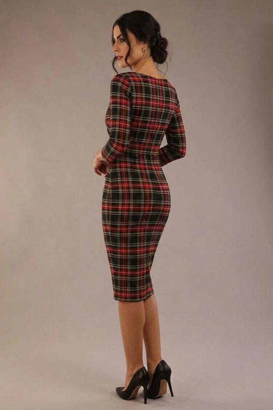 Horizon Tartan Stretch Pencil Dress 