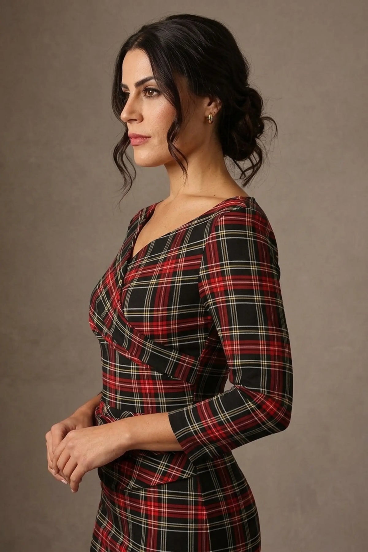 Horizon Tartan Stretch Pencil Dress 