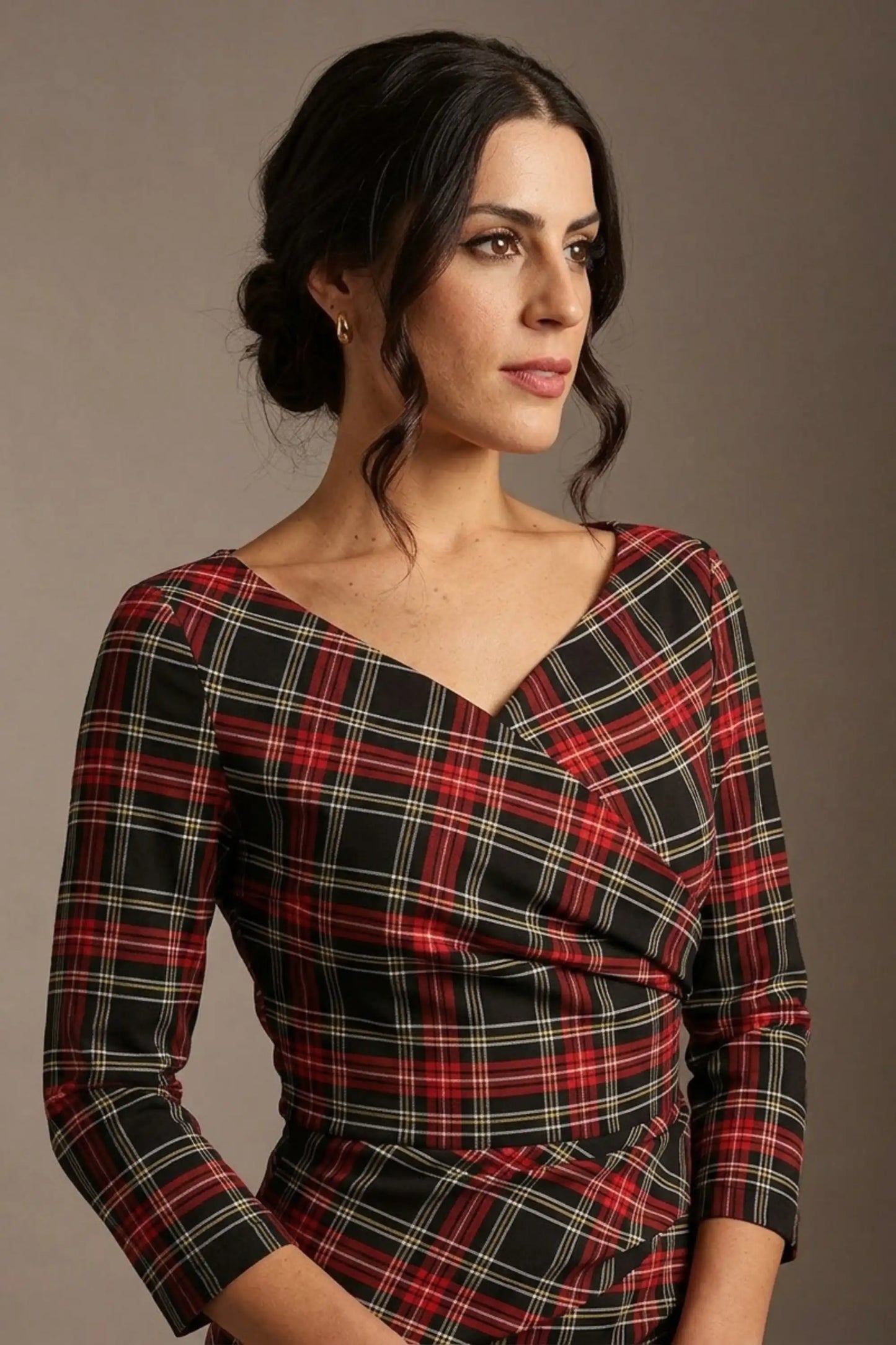 Horizon Tartan Stretch Pencil Dress 