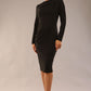 model wearing a diva catwalk Olgivy Long Sleeve Knee Length Pencil Dress round neckline and long sleeve in black colour