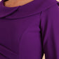 Model wearing diva catwalk Monique 3/4 Sleeve Pencil Dress in Passion Purple Detail neckline