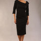 Model is wearing a diva catwalk Bentley 3/4 Sleeve Knee Length Pencil Dress in Black colour