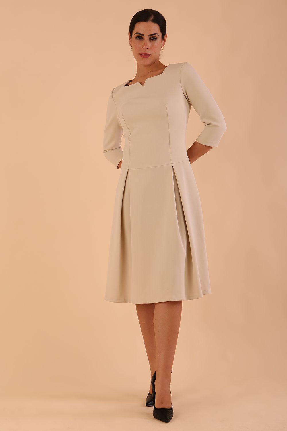 (PRE-ORDER) Cordelia 3/4 Sleeved Full Skirt Dress