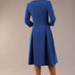 model is wearing a diva catwalk Cordelia Square Neck Pleated Midi A-line Dress with 3/4 sleeve in cobalt blue colour back