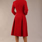 model is wearing a diva catwalk Cordelia Square Neck Pleated Midi A-line Dress with 3/4 sleeve in dark red colour back