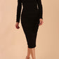 Model wearing diva catwalk Kiki Silky Stretch Ruched Midaxi Dress in Black front