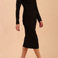 Model wearing diva catwalk Kiki Silky Stretch Ruched Midaxi Dress in Black side