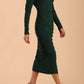Model wearing diva catwalk Kiki Silky Stretch Ruched Midaxi Dress in Forest Green side