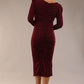 Model wearing diva catwalk Kiki Silky Stretch Ruched Midaxi Dress in Burgundy back