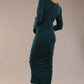 Model wearing diva catwalk Kiki Silky Stretch Ruched Midaxi Dress in Teal back