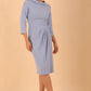 Model wearing diva catwalk Hazel pencil skirt dress with 3/4 sleeved in Powder Blue