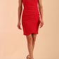 Brunette model is wearing diva catwalk Lydia Sleeveless Mini Dress  in True Red