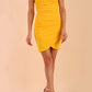 Brunette model is wearing diva catwalk Lydia Sleeveless Mini Dress  in Sunshine Yellow