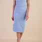 Model wearing diva catwalk Phoebe pencil skirt dress in Powder Blue front