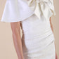 Model wearing diva catwalk Camilla dress in Ivory Cream side