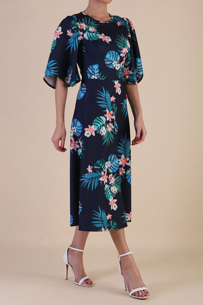 Model wearing diva catwalk Ariana A-Line Midaxi Dress skirt dress